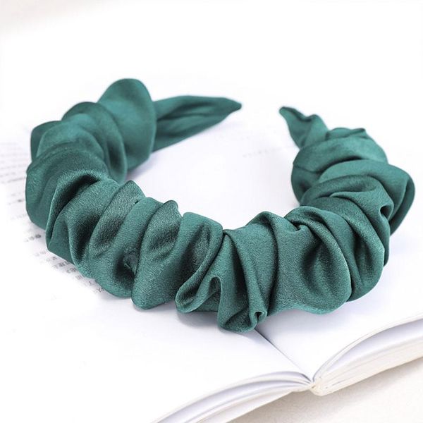 

women headband velvet satin ruched pleated head hoop solid color glitter hairband stretch wide hair hoop ladies hair accessories q sqcjck