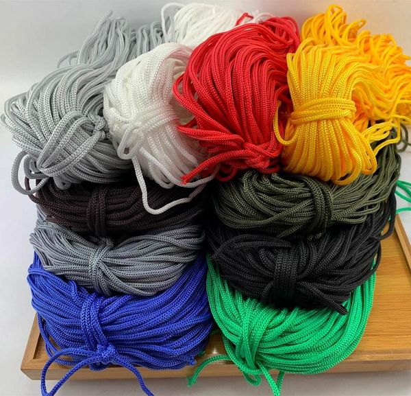 

4mm portable rope soft colored nylon hollow braided rope packing strap harness 100 meters, Black;white