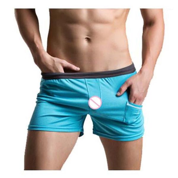

men underwear mesh slip boxer homme breathable shorts low waist home casual shorts1, Black;white