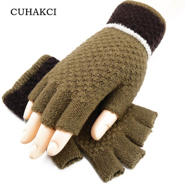 

cuhakci 1 пара hot unisex мужчины женщины вязаные stretch эластичные теплую половину пальцев перчатки без пальцев для зимнего высокого качес, Blue;gray