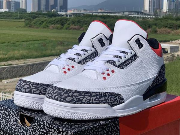 

2020 new red tinker mocha 3s black cement pure black and white cement white unc basketball shoes, Black;red