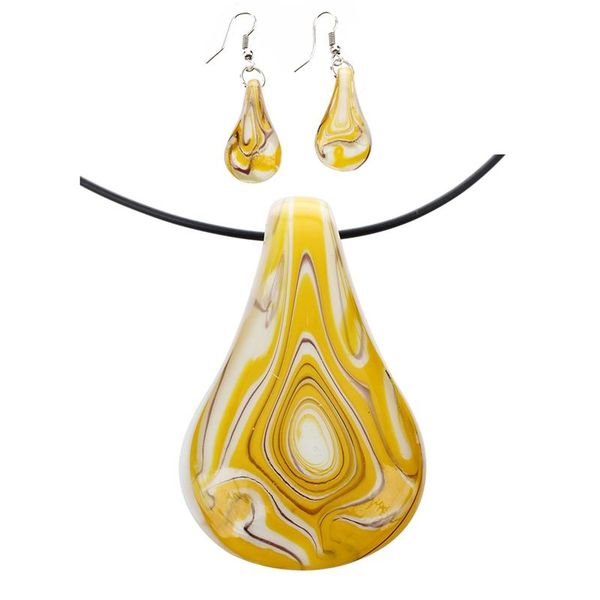 

набор murano капли воды ожерелье + серьги желтый, Silver