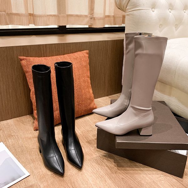 

small long women's knee 2020 new high-heeled pointed net red show thin thick heels high boots