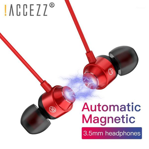 

accezz magnetic earphone with microphone super bass hifi 3.5mm in-ear for wired stereo headset1