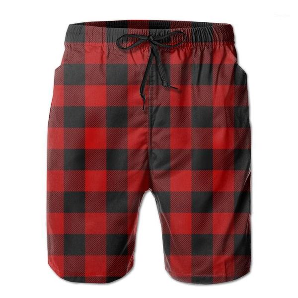 

men's beach short swim shorts lumberjack plaid surfing maillot de bain sport men's board shorts swimwear1, White;black