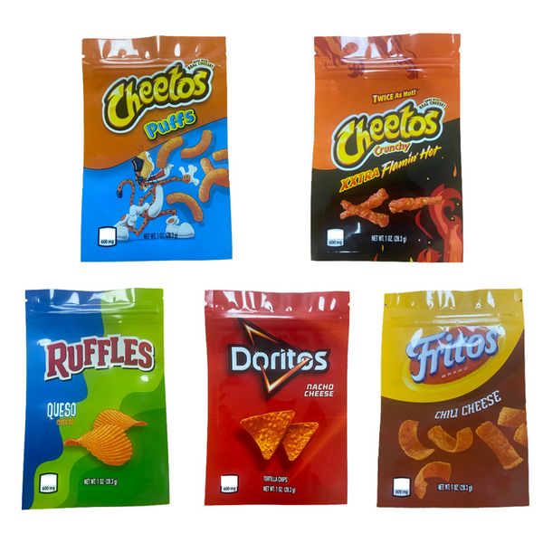 

1oz chip bags cheetos ruffles doritos fritos flamin cheese gummy edible bags
