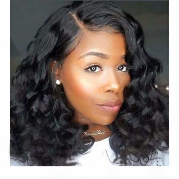 

ms. cassie brazilian short bob loose curly wave lace front human hair wigs with baby hair bleached knots 150% density natural color, Black;brown
