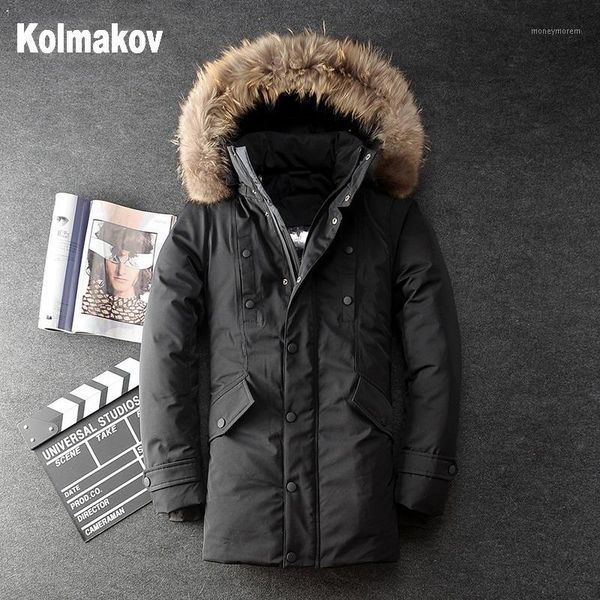 

men's down & parkas kolmakov men white duck jackets hooded arrival men's raccoon fur collars coat winter boy1, Black