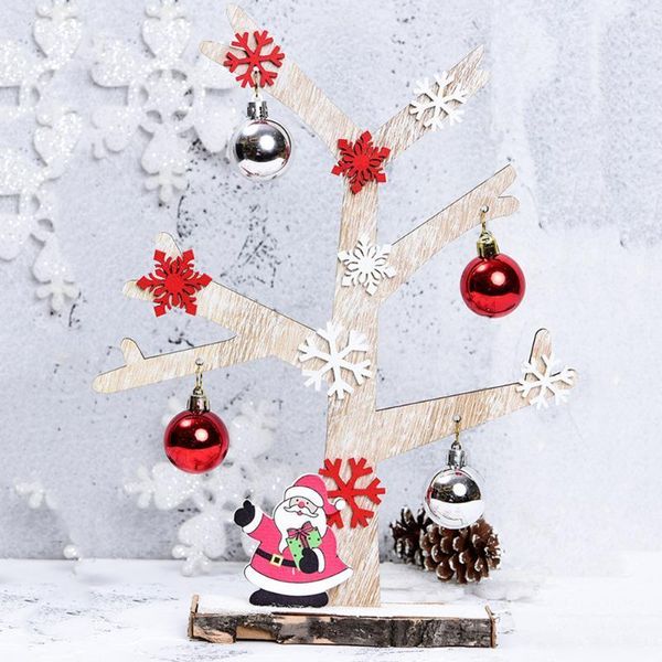 

new mini wooden merry christmas tree decor pendants xmas tree ornaments with bell snowflake santa claus hanging decoratie 1pc1
