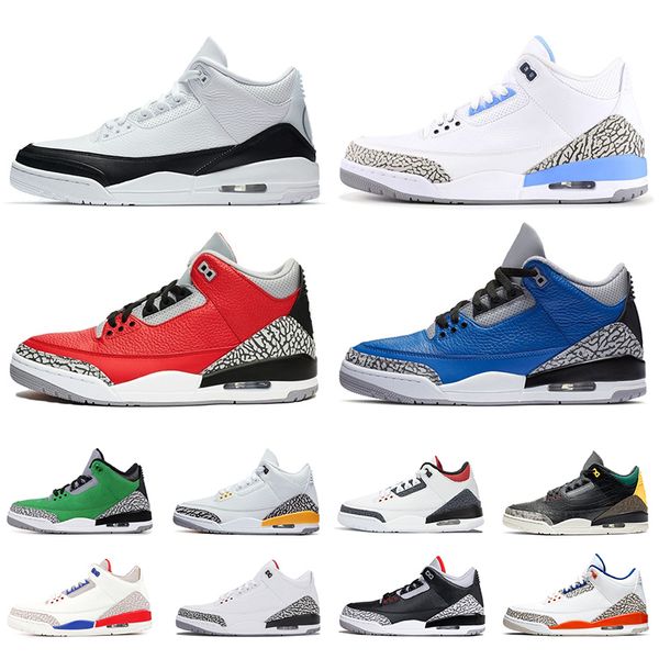 

mens womens 3 3s jumpman basketball shoes fragment 2020 unc denim laser orange sports sneakers white cement trainers