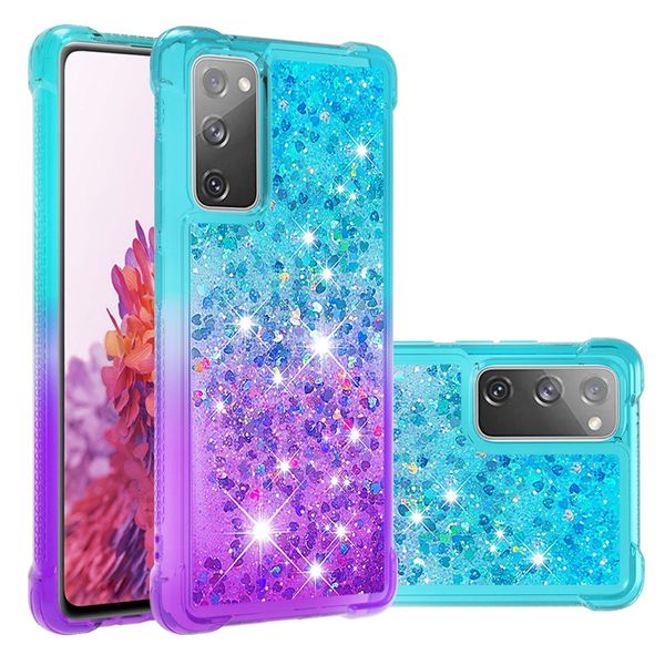 Glitter Gradual Phone Case para Samsung Galaxy s20 Lite s10 mais anti-queda tampa areia movediça líquido para Samsung Nota 20 ultra-A71 A51 A21