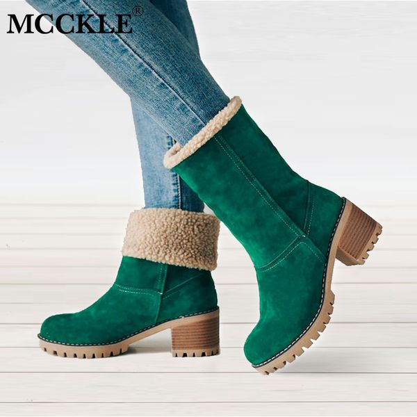 

women solid boots winter faux fur ankle boots warm snow boots female platform block heels ladies shoes footwear comfortable shoe 201031, Black