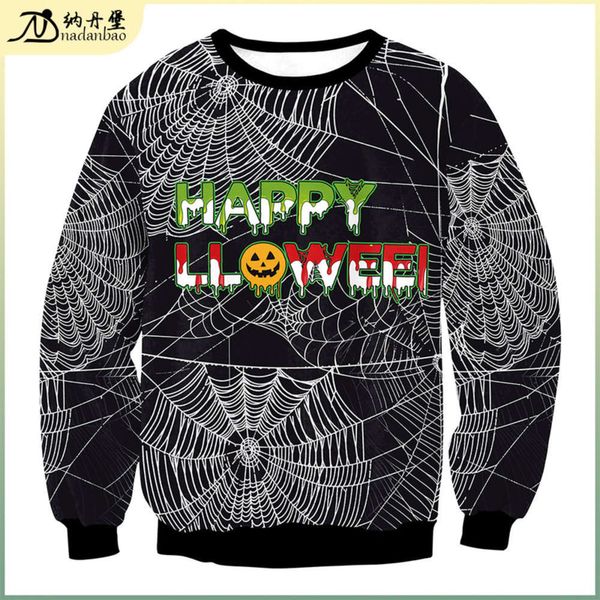 

new 2020 halloween costume spider web printed sweater wwys1017, Black