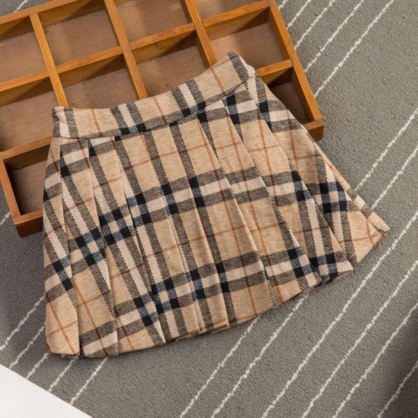 

and girl's pleated autumn winter tweed children's plaid skirt baby college girl, Blue