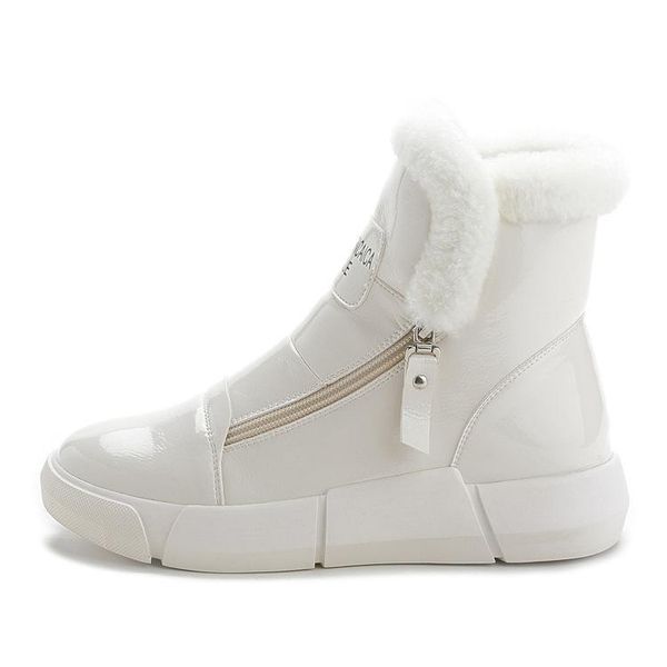 

mhysa 2020 women boots waterproof winter shoes women snow boots platform keep warm ankle with thick fur heels botas mujer, Black