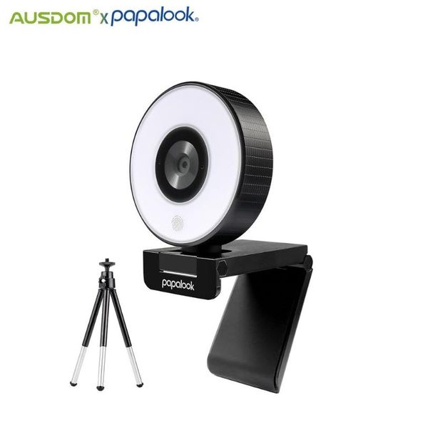 

original] ausdom pa552 web camera hd 1080p with microphone adjustable led light tripod webcam designed for streaming obs twitch