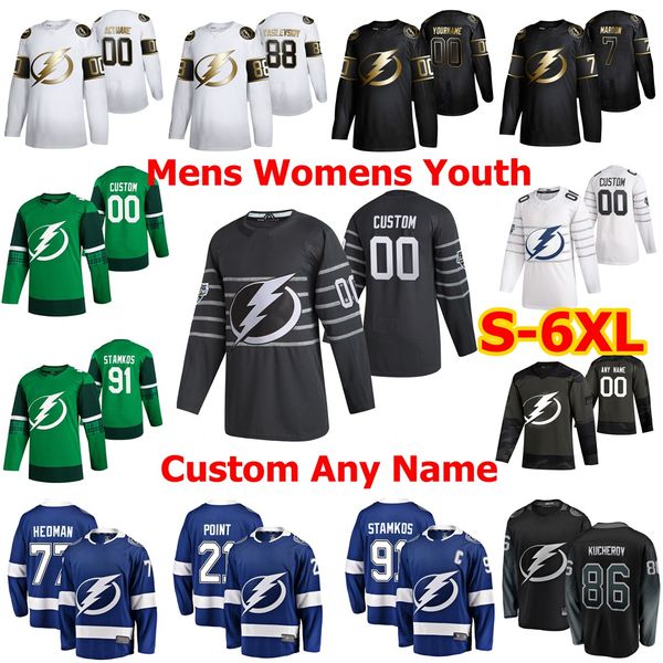 

s-6xl all star tampa bay lightning hockey jerseys 98 mikhail sergachev 17 alex killorn anthony cirelli ondrej palat kevin shattenkirk custom, Black;red