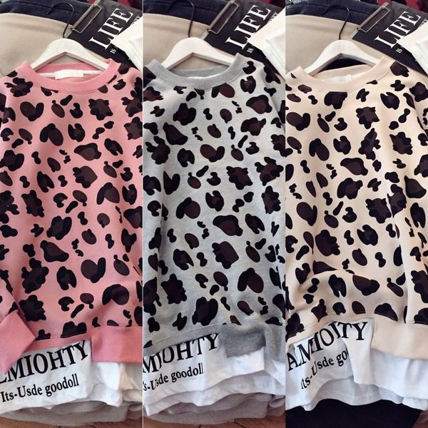 

q3mih winter new fleece thickened warm leopard print fake sweatercoat loose sweater 7ibew 2019 sweaterletter warm two-piece hem coat 7ibew w, Black