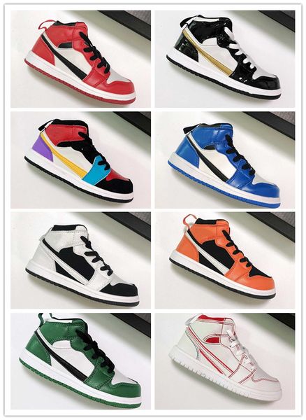 

toddler mid 1s shadow phantom kids chunky basketball shoes game royal mid multi color chaussures children boy girl infant sport sneakers, Black