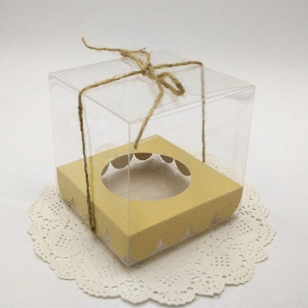 

gift wrap 25pcs/50pcs/lot pvc box clear cake wedding favors wrapping party candy cupcake valentines day