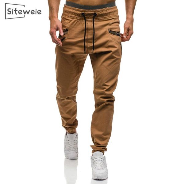 

siteweie mens hip hop sweatpants fashion cargo pants japanese streetwear sports casual cotton trousers men brown pants l492, Black