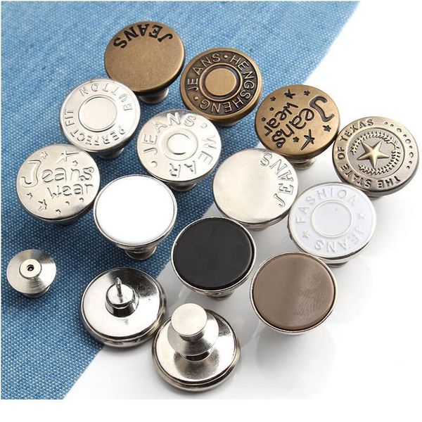 

2pcs snap fastener metal buttons for clothing jeans perfect fit adjust button self increase reduce waist nail sew bbykkl, Blike;white