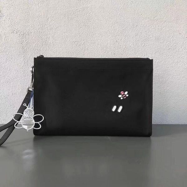 

women's new canvas zipper handbag 2019 french designer bee clutch bag fashion small fresh style with leather hand strap