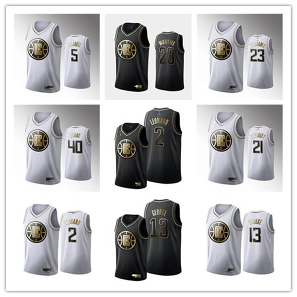 

2020 mens kawhi leonard paul george lou williams swingers black white golden edition clippers basketball jersey iconedition