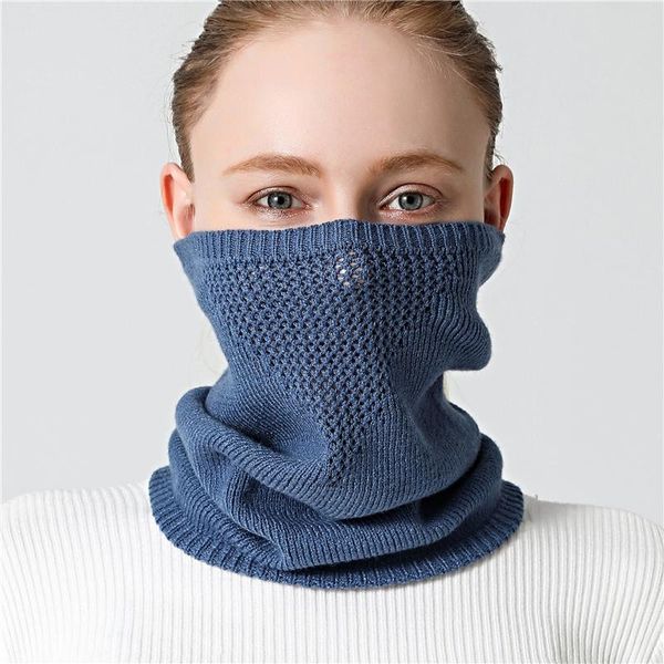 

solid color winter knitted warm scarf women neck ring collar scarves cashmere outdoor scarfs boy girl 2020 new jllstr, Blue;gray