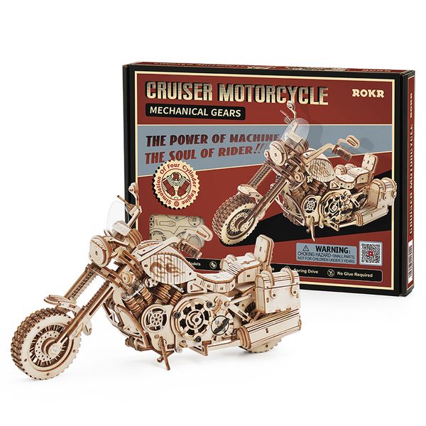 Motorrad Puzzle 3D Holz DIY Kinder Spiel Montage Holz Modell Kit Bausteine Dekoration für Geschenk