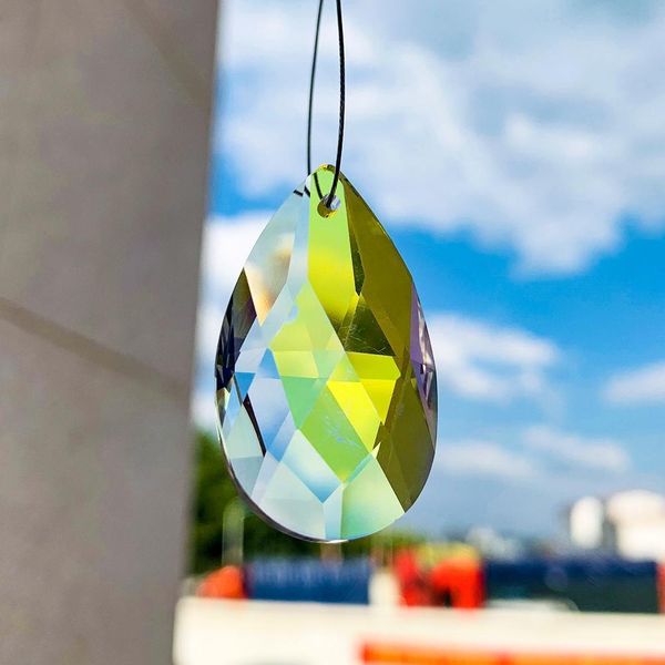 

5pcs 37mm ab color angel tears crystal prism chandelier crystals part suncatcher rainbow hanging home decor lighting accessories h jllucq