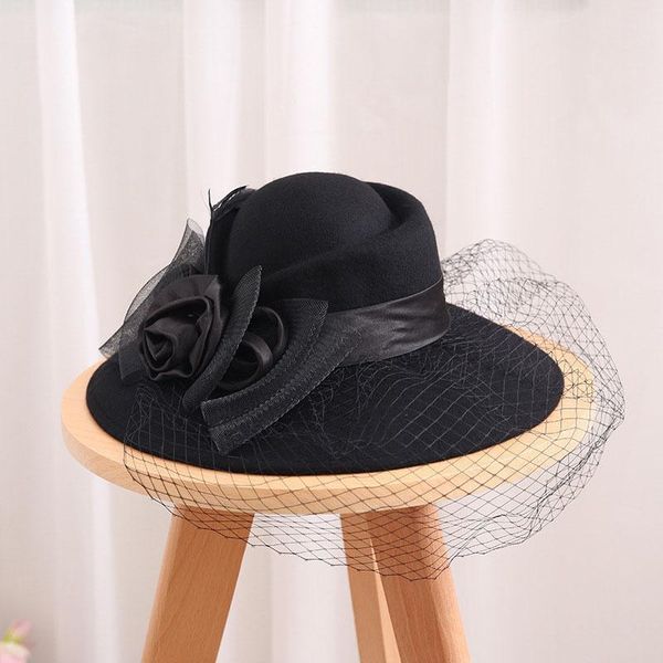 

2019 fascinating fedoras elegant female wool felt mesh bow floral pillbox hat with veils ladies fascinator jazz hat lm022 h jlldec