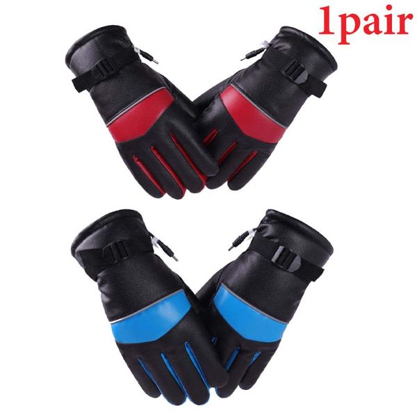 

1pair men women pu leather winter warm soft cycling windproof skiing heated gloves touch screen hand warmer usb powered thermal