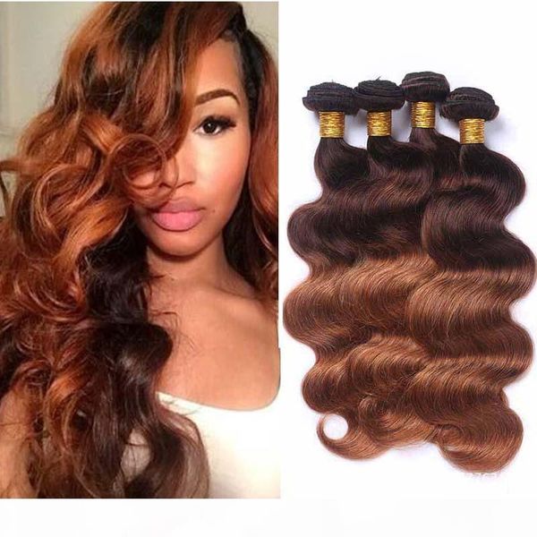

colored brazilian ombre human hair weave fashion style 4 30 body wave human hair 4 bundles two tone blonde virgin hair extensions, Black