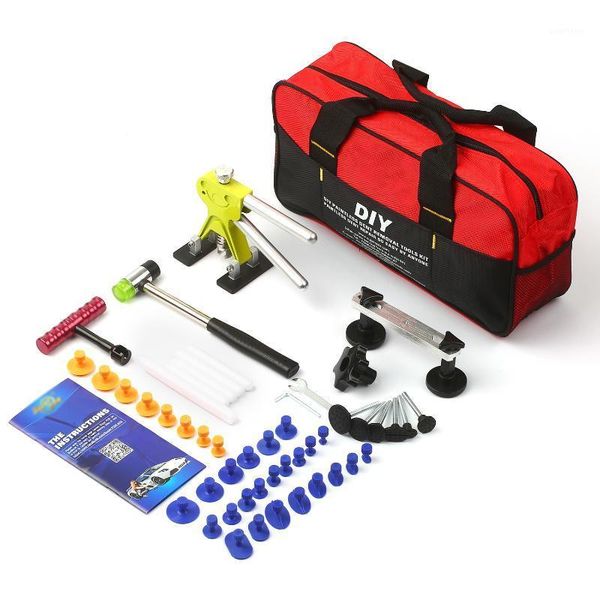 

paintless dent puller with mallet t bar bridge puller and 41pcs glue tabs glue sticks bag for hail dent removal auto body repair1