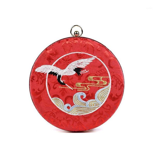 

evening bags fashion chinese style round bird pattern embroidery clutches elegant shoulder female handbags pouch purse1