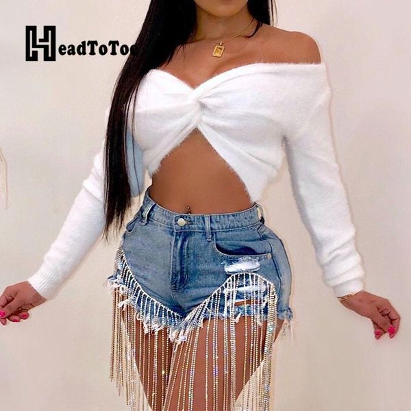 

tassel design denim shorts for women, White;black