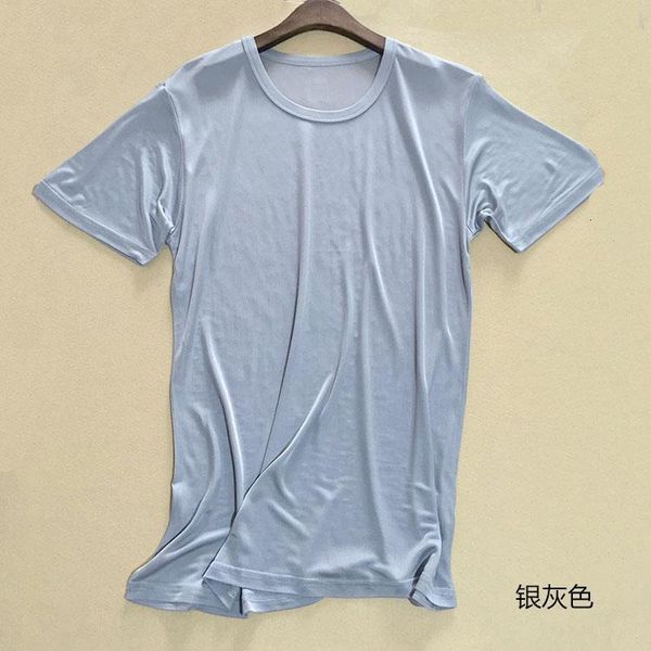 

мужские 50% шелковые 50% вискозной экипаж шеи футболки tee повседневная короткая рукава sg201 падение, White;black