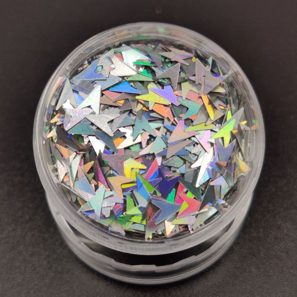 

eco-friendly polyester decorative 4mm- arrow shape glitter for tumbler, Silver;gold