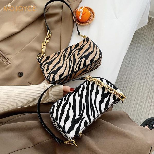 

fashion zebra animal pattern handbag totes women velvet casual travel small shoulder underarm purse portable handle bags