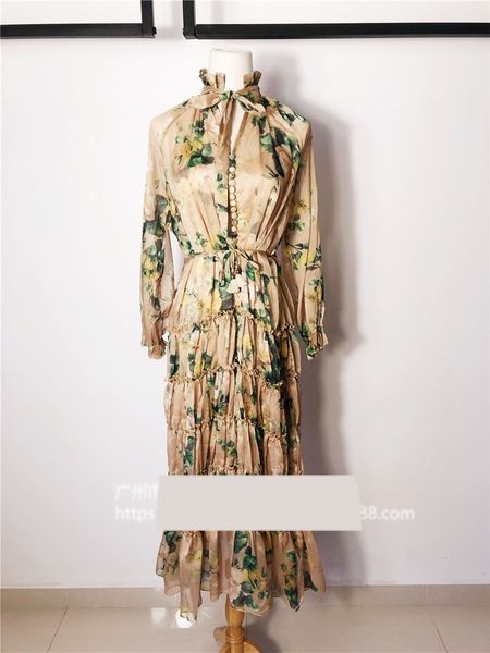 

australian autumn new goddess printing dress silk screen lace silk screenelegant lace-up waist elegant dress notel, Black;gray