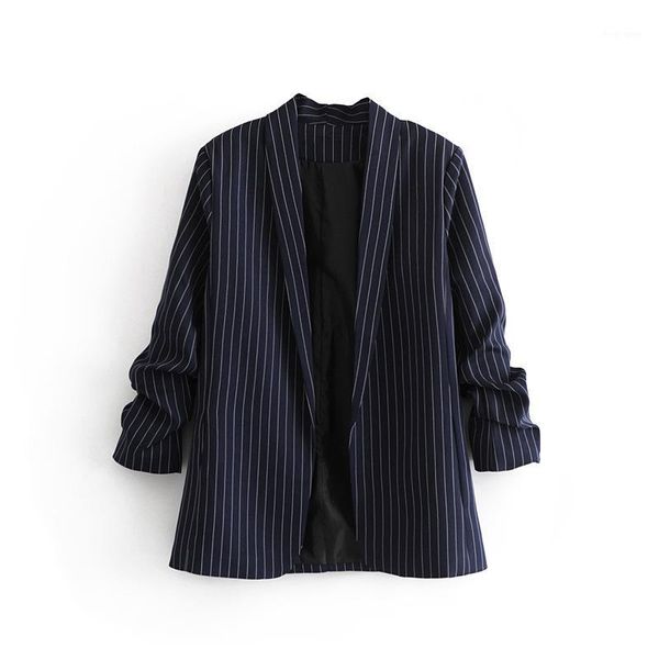 

eeurope america spring autumn new style women dress stripes casual suit simple wild without buckle jacket1, White;black