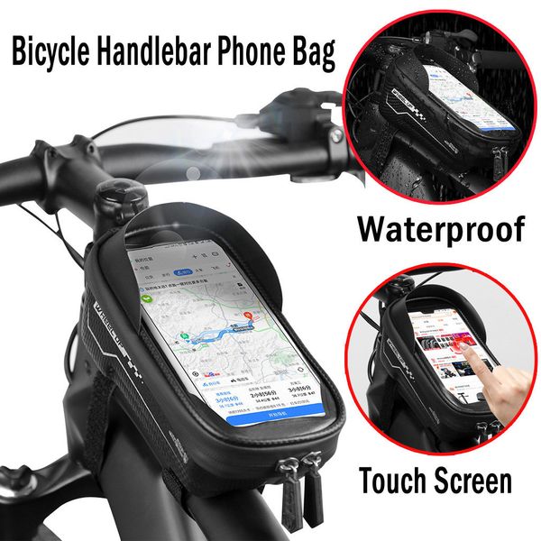 

waterproof bicycle head tube useful cycling front handlebar mobile bag case holder for 6.5 inch phone bike accessories