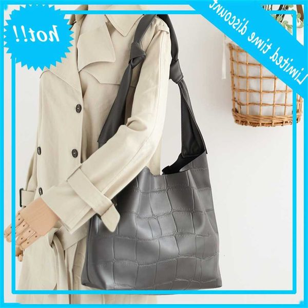 

versatile stone tote leisure crocodile commuter shoulder korean soft leather large capacity shopping bag