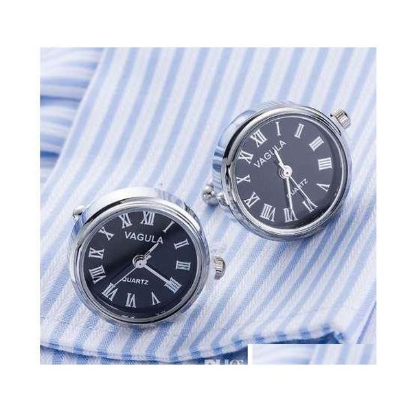 

new arrival real watch cufflinks vagula clock cuff links with battery tourbill machine core mechanical gemelos 4bnco, Silver