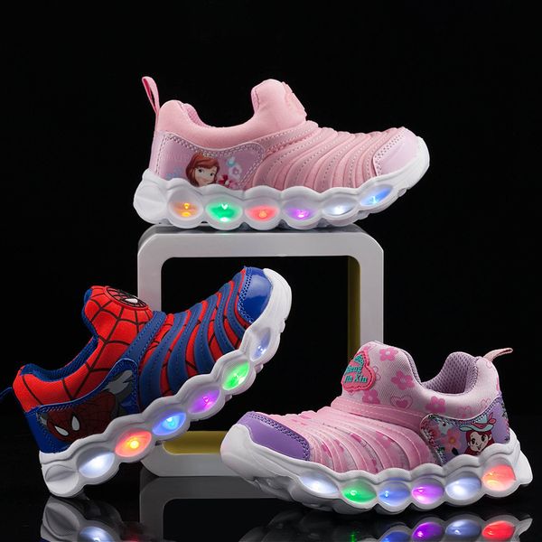 Meninas garoto sapatos luminous meninos sneaker iluminado crianças incandescentes crianças criança desenhos animados sapatos de bebê crianças led shoes luzes sneaker 2020 lj200907