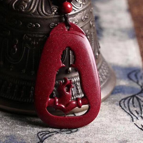 

natural cinnabar buddha hand pendant necklace drop shipping lucky amulet women's and men's jade jewelry q1105, Silver