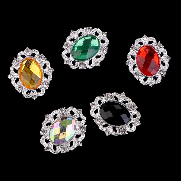 

5 pieces mixed color elliptic rhinestone button acrylic embellishment flatback for craft diy jewelry supplies 30 mm