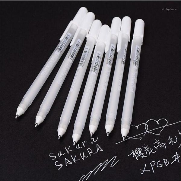 

2018 1pcs/lot japanese sakura white gold gelly roll water based gel pen painting pen highlight maker for student drawing1
