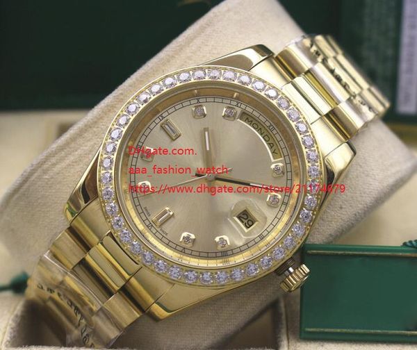

wristwatches sapphire glass 41mm day-date diamond classic series asia 2813 movement automatic mechanical mens watches, Slivery;brown